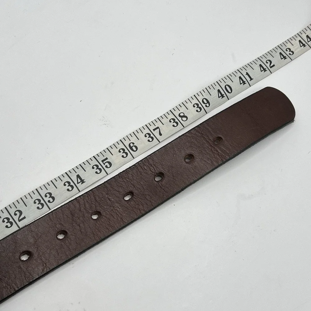Amish Handcrafted Thick Leather Belt 36 Brown Silver Tone Buckle Grunge Work